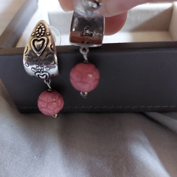 SOLD**Carolyn Pollack 925 silver bracelet and earrings set with Rhondochrosite - Picture 4 of 4